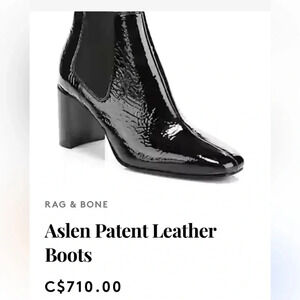RAG & BONE
Aslen black Patent Leather Chelsea  
Boots. Size 8 edgy Streetwear